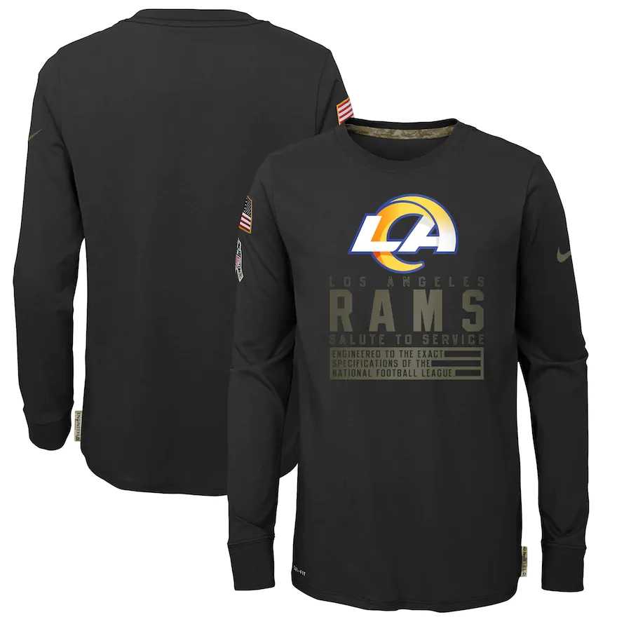 Nike Los Angeles Rams Youth Black Salute to Service Long Sleeve TShirt